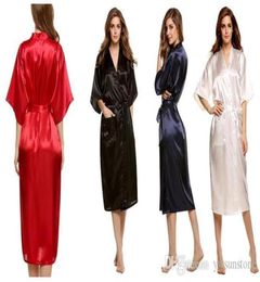 ZC Fashion Women 039S Solid Silk Kimono Robe For Bridesmaids Wedding Party Night Gown Pajamas 5 Colors Available 80373847716819