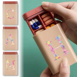 Storage Bottles Portable Tablet Organiser Holder Container Fashion Pink Letter Pattern Case Travel Dispenser