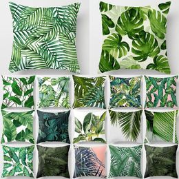 Cushion Decorative Pillow Tropical Plants Pattern Decorative Pillowcase 45x45cm Peach Skin Cushion Cover Throw Sofa Decoration Pillowco 275b