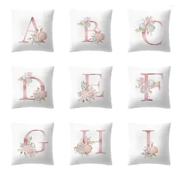 Pillow Letters Pink Floral Decorative S Pillowcase Polyester Cover Throw Sofa Decoration Pillowcover