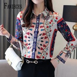Women's Blouses FANIECES Camisas De Mujer Print Shirt For Women Long Sleeve Turn-down Collare Button Blouse Ladies Summer Autumn Viintage