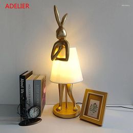 Table Lamps Resin For Living Room Decoration Apron Animal Desk Lamp Home Decor LED Light Designer Bedside