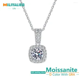 Chains MILIYALIER 1/2CT VSS1 D Moissanite Wedding Pendant Chain Necklaces For Women 925 Sterling Silver Engagement GRA Jewelry Gift