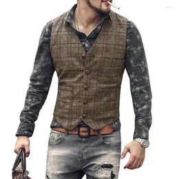 Men's Vests Suit Tank Top Black Checked Jacket Striped V-neck Slim Fit Wedding Dress