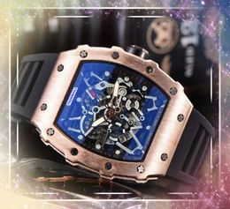 Luxury Flowers Skeleton Quarz Chronograph watches men day date colorfull rubber belt Sports Swimming Military Analogue Time Chain watch gifts