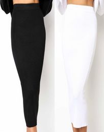 Elegant Knitted Tight Long Skirt Black White Wrap Hip Pencil Skirts Women Autumn Winter Clothes High Waist Office Ladies Bottoms 28188992