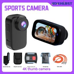 Sports Action Video Cameras Action Thumb Camera 4k 30fps Shockproof 360 Battery Wifi Wireless Remote Control Mini Human Camera Clip Helmet Aam Sports Camera J240514