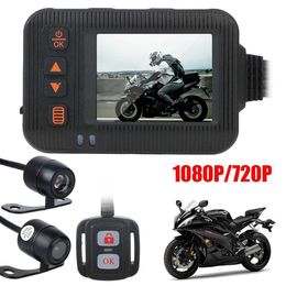 Sports Action Video Cameras Waterproof motorcycle DVR camera front and rear view dual lens USB 2-inch screen 1080P/720P Dashcam recorder with bracket switch J240514
