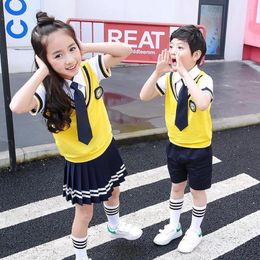 Clothing Sets Colours Children Korean Japanese Student School Uniforms Girls Boys Kid Collar Shirt Top Pleated Skirt Shorts Tie Outfits