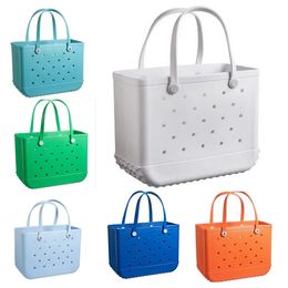 New Designer Storage Bags Waterproof Bogg Beach Bag Solid Punched Organizer Basket Summer Water Park Handbags Large Women's Stock Gifts GC2090