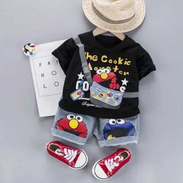 Clothing Sets Summer Cotton Baby boys Clothing Suits Childrens girls Tshirt +Denim Shorts 2 Pcs Clothes sets Y240515