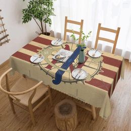 Table Cloth Jungle Navigation Red Stripes Tablecloth 54x72in Waterproof Decorative Border Festive Decor