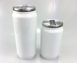 12oz 17oz Sublimation Can Stainless Steel Water Bottle Vacuum Wine Tumbler with Straw Lid Drinking Bottles Insulated Coffee Mug DI7879203