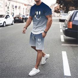 Fashion Mens Two Piece Sets Summer Sportswear Tshirt and Shorts Jogging Fitness Short Sleeve Casual Sports Suits Male Clothing 240513