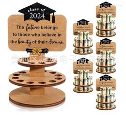 Party Supplies 2024 Wooden Graduation Holder With 20 Holes Tiered Tray Cake Diy Unique Greeting Gift For Ornament Christmas