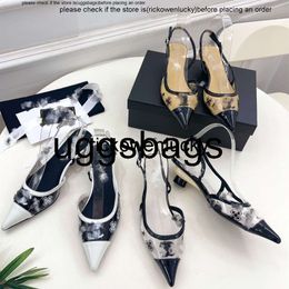 Chanells shoe channel shoes KittenHeel Slingback Pump Sandals Interlocking C Women Transparent clear mules paris fashion point toe Heels low heeled slipper slides