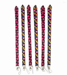 Keychains 10 PCS Pink & Multicolor Heart Key Lanyards Id Badge Holder Keychain Straps For Mobile Phone Wholesale