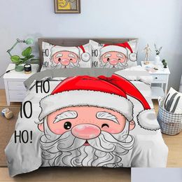 Bedding Sets Christmas Set 3D Printed Santa Claus Duvet Er King Queen Single Double Size Kids No Bed Drop Delivery Dhlww