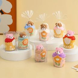 Party Favor 3pcs Wedding Favours Gifts For Guest Bear Cartoon Towels Mini Cup Cake Box Pack Fabric Hand Face Washing Towel