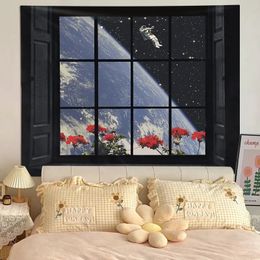 Customized Landscape Decorative Wall Tapestry Outside The Window Digital Printing Ins Background Decorative Fabric Poster Cloth 240516