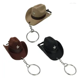 Keychains Fast Reach Mini Cowboy Hat Keychain Handmade Key Chain Pendant Accessory With Leather