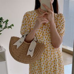 New designer bags for women woody woven bucket bag plated gold buckle metal letters black straw white short straps messenger bag summer beach simple xb168 C4