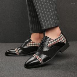 Dress Shoes European Station Business Men Black Brown Spliced Classic Simple High Quality Block Size 38-47