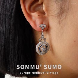 Stud Earrings Royal Blue Elegant Tassel Long 925 Silver Needle Chinese Style Vintage Jewellery Set For Women