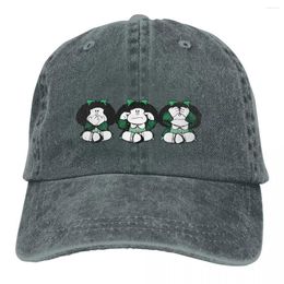 Ball Caps Pure Color Dad Hats Three Monkey Women's Hat Sun Visor Baseball Mafalda Cartoon Peaked Cap