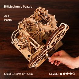3D Wooden Puzzles DIY Marble Run Building Block Kit Model Desk Decoration Education Puzzle Toys Birthday Gifts For Teens Adult 240516