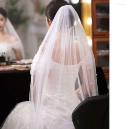 Bridal Veils Kisswhite Pearls Long 1.5x2 Meters One Layer