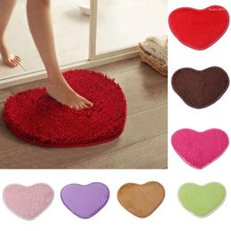 Carpets 30 40cm Love Heart Shaped Doormat Non-Slip Soft Microfiber Fluffy Bathroom Floor Area Rug For Bedroom Mat Living Room