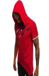 Men039s TShirts 2021 Summer T Shirt Short Sleeve Fitness Hooded TShirt Irregular Hole Tops Casual Male Hoodie Tshirt Tee Homm8539767