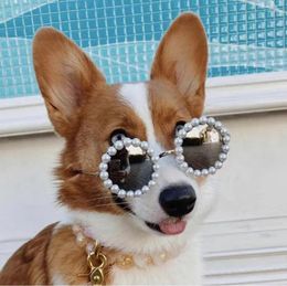 Dog Apparel Style Pet Pearl Sunglasses Eye-wear Glasses Props Accessories Supplies Cat For Small Medium Dogs Pos YHC75