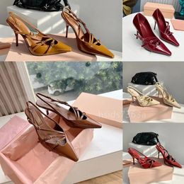 Designer Open Toe Women Slingback Heels Sandals High Heels Flat Shoes Luxury Pointy Patent Leather Shoes Fashion Summer Heel Slippers Dress Shoes T