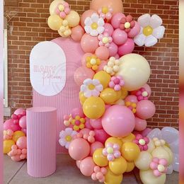 Party Decoration 220pcs Daisy Balloon Garland White Flower Macaron Balloons For Baby Showers Weddings Girls Birthdays
