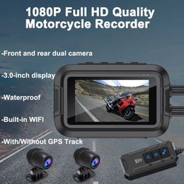 Sports Action Video Cameras 1080P motorcycle dual action camera DVR front and rear view waterproof camera WiFi GPS driving recorder night vision black box J240514