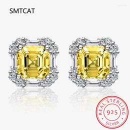 Stud Earrings 925 Sterling Silver 7 7mm High Carbon Diamond 18K Gold Plated For Women Sparkling Fine Jewellery Gifts