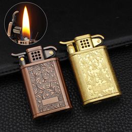 Yf803 Creative New Kerosene Grinding Wheel Lighter Metal Tangcao Retro Open Fire Cigarette Lighter Wholesale