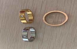 Never fade 316L Titanium steel love rings 18K gold rose gold silver Wedding diamond Ring for men women engagement male female alli9980163