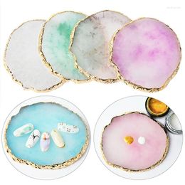 Decorative Plates Resin Nail Art Palette Painting Mixed Colour Palettes Gold Edge Holder Jewellery Rings Necklace Earring Display Board