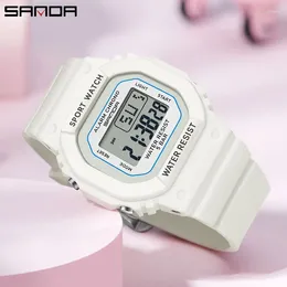 Wristwatches SANDA Sports Watch Men And Women Couple Waterproof Military Vibration Fashion Analogue Digital Alarm ClockElectronic