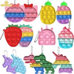 Decompression Toy New push it keychain pin pendant toy simple pit pineapple mini simple dimming pin stress resistant toy for childrens last game WX