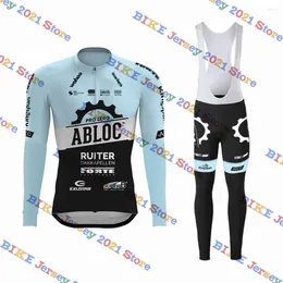 Racing Sets 2024 Team ABLOC CT Cycling Jersey Set Summer Long Sleeve Bike Shirts Suit Mens Clothing Bicycle Bib Shorts MTB Wear