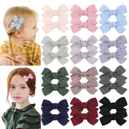 Baby Girls Hair Clips Barrettes Kids Whole Wrapped Safe Hairpins Toddler Cute Bowknot Clippers Children Headwear Hair Accessories Solid Color YL3409
