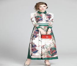 New Arrival Spring Summer Fall Vintage Floral Print Collar Long Sleeve Empire Waist Women Ladies Casual Party A-Line Maxi Beach Dress8439072