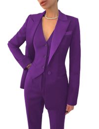 3 Pieces Women Suit Set Lapel Blazer Business Jacket+Vest+Pants Office Lady Pantsuits Formal Single Breasted Party Prom Dress