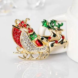 Brooches Enamel Christmas Sleigh For Women Unisex Socks Bell Pendant Sled Year Brooch Pin Gifts