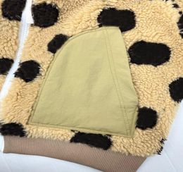Luxury designer clothing Lamb wool knit Zipper women039s hoodie coat Down jacket zipper leopard print contrasting Colour sleeves6533106