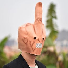 Creative Personality Despises Vertical Middle Finger Latex Mask Halloween Creepy Fingers Mask Cosplay Spoof Headgear Props 240517